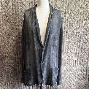 Avant Toi Charcoal Black Grey Brushed single Breasted Lightweight Jacket